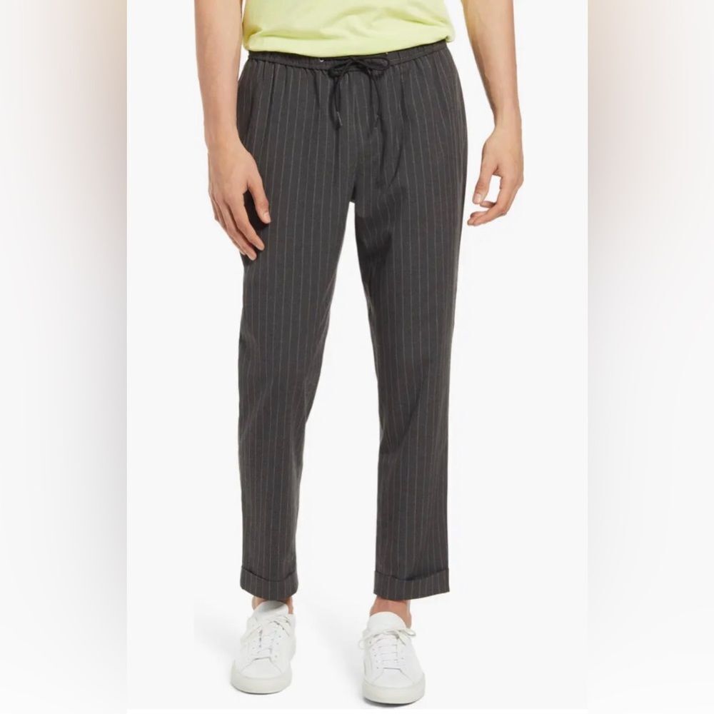 OPEN EDIT Pinstripe Drawstring Pants Size XL Dark Grey  Stripe